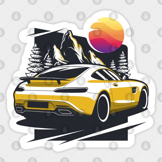 Yellow GT Supercar Sticker by KaroCars